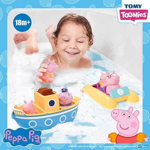 Toomies Peppa Pig Bath Toys - Peppa’s Boat Adventure Bath Toy Set - Includes 2 Boat Toys and 5 Peppa Pig Figures - Peppa Pig Toy Boats - Toddler Bath Toys for 18 Months and Up thumbnail 3