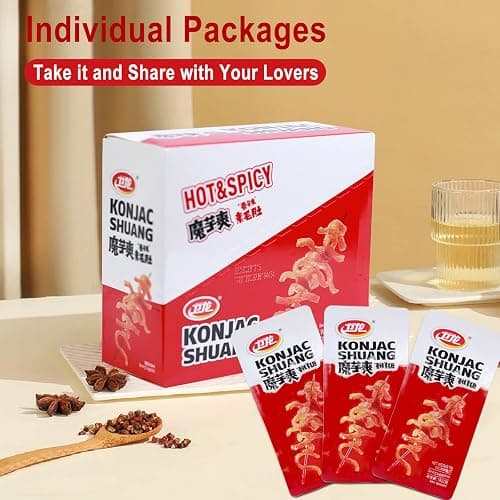 WeiLong Konjac Snack, Spicy Hot Strips, Spicy Snacks Latiao La tiao, Chinese Snacks Moyushuang, Spicy Flavor, 卫龙辣条，魔芋爽(香辣), 18g*20 Bags, Pack of 1 thumbnail 4