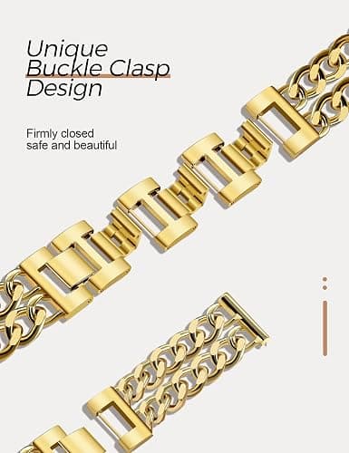 Gold Metal Bracelet Band Women 20mm Adjustable Single Chain Compatible with Samsung Galaxy Watch 7/6/5/4/Active 2/4 Classic/6 Classic/5 Pro/FE 40mm 42mm 43mm 44mm 45mm 46mm 47mm (No Case) thumbnail 4