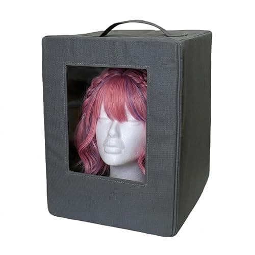 Axtrulix Cosplay Wig Travel Bag Portable Wig Storage Box | Removable Head-Holding Foldable Oxford Cloth Case Clear Window Handle Backpack Shoulder & Luggage Strap (NO mannequin head) M - Image 1