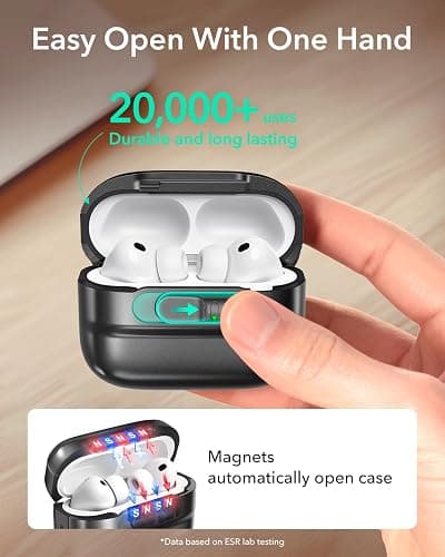 ESR for AirPods Pro 3 Case (2025), Compatible with AirPods Pro 3 (USB-C Cable), MagSafe Ready, Magnetic Lid Lock, Full Drop Protection Cover with Lanyard, Black thumbnail 5