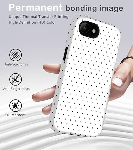 Amzfield Compatible with iPhone 16e/17e Case Cute Polka Dot Aesthetic for Women Girls Simple Chic Girly Dual Layer Hybrid Protection Elegant Case for iPhone 16e for iPhone 17e-White thumbnail 2