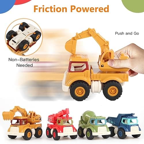 Olbyefly Construction Toys for 2 3 4 5 Years Old Boys Girls Kids Toddlers, Sandbox Excavator Toy Construction Truck Toys Vehicles Dump Crane Cement Mixer Truck, Christmas Birthday Gifts thumbnail 6