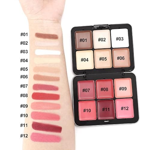 Erinde Palette Viso 3 in 1 in Crema, 12 Colori, Blush, Contour e Correttore, Alta Pigmentazione, Sfumabile, Effetto Naturale Opaco, Palette Trucco Multifunzionale, Vegan, 1 Pezzo (40 g) thumbnail 8
