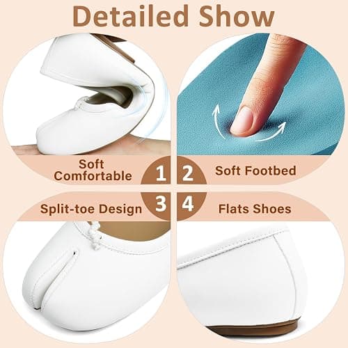 VBDB Tabi Ballet Flats Shoes for Women Rounde Toe Wide Width Split Toe Low Heel Comfortable Flats Shoes thumbnail 4
