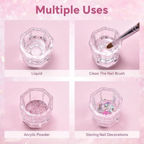 siyuwuro 2Pcs Nail Art Dappen Dish Cups for Acrylic Liquid and Powder Clear Glass Nail Bowl Acrylic Powder Holder Nail Liquid Cup Acrylic Glass Jar Crystal Bowl for Nails thumbnail 6