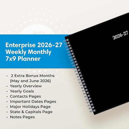 Blue Sky 2026-2027 Weekly and Monthly Academic Year Planner Calendar, July 2026 - June 2027, 7" x 9", Flexible Cover, Wirebound, Laminated Tabs, Enterprise thumbnail 9
