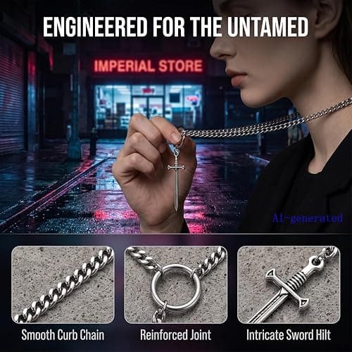 Black Choker Necklace for Women Handmade Adjustable Stainless Steel Long Cuban Chain Moon Bar Raven Heart Pendant Goth Lariat Slip Chain Collar Jewelry Accessories thumbnail 4