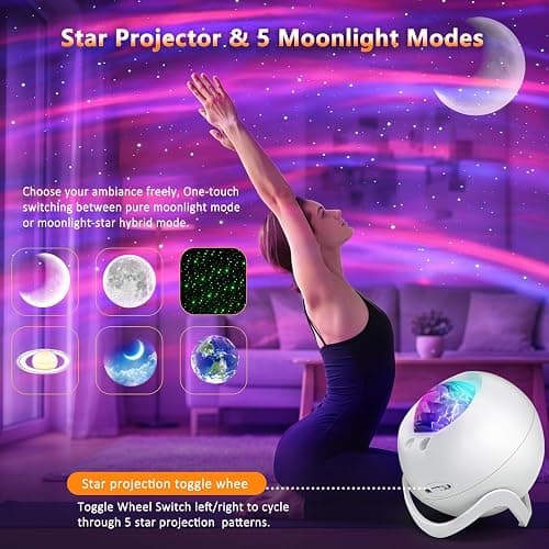 Star Projector Galaxy Projector for Bedroom, White Noise Bluetooth Speaker | Northern Lights Projector, Suitable Gaming, Home Theater, Adult, Christmas Mood Night Light thumbnail 6