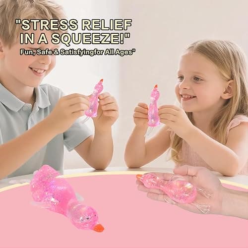 Duck Squishy Toy for Kids Ages 3+ & Adults, Stretchy Slow Rebound Malt-Sugar Style Squeeze Ball, Cute Sensory Fidget Toy for Desk, Travel, Party Favors & Stocking Stuffers(Pink) thumbnail 3