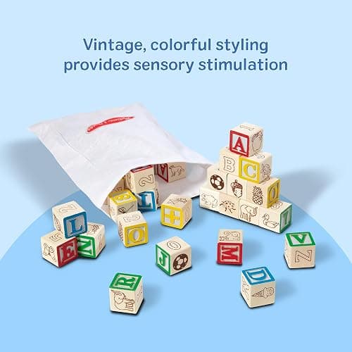 Melissa & Doug Deluxe Wooden ABC/123, 50-Piece Set of Classic Letter & Number Wooden Blocks (1” x 1”) with Storage Pouch, Sorting & Stacking Toys for Kids Ages 2+ thumbnail 7