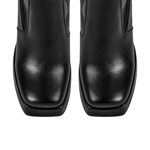 MissHeel Bottes à plateforme - Talon bloc - Talons hauts - Bout carré - Noir thumbnail 2