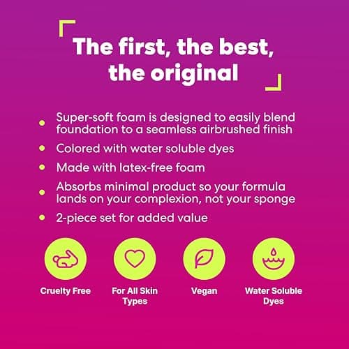 Beautyblender® | Original Pink Beauty Blender 2-Piece Bundle for Blending Foundations, Powders, and Creams, Super-Soft Foam for Streak-Free Application, Made in the USA, Reusable, Washable thumbnail 5