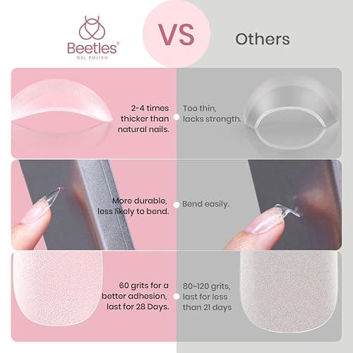 Beetles Soft Gel Nail Tips Short Almond 288pcs in 12 Sizes Etch-X | Pre-Etched Full Cover Acrylic Fake Nails, Salon Quality Nail Supplies, Easy DIY Extension Press On Nails, Gift for Women thumbnail 4