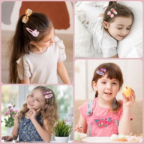 56 pcs Girl Hair Clips Cute Clips for Toddler Girls Hair Accessories Rabbit/Flower/Bow Colorful Patterns thumbnail 5