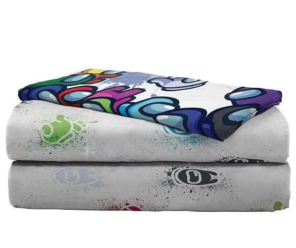 Jay Franco Among Us Space Splatter (4 Piece) Twin Size Bed Set - Includes Comforter & Sheet Set - Super Soft Fade Resistant Microfiber (Official Among Us Product) thumbnail 6