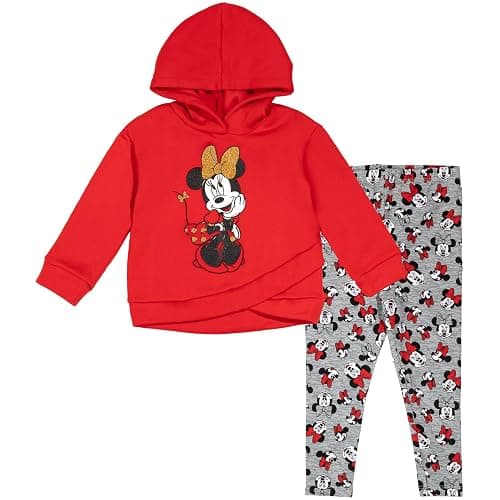 Disney Minnie Mouse Fleece Pullover Crossover Hoodie and Leggings Outfit Set Infant to Big Kid Sizes (12 Months - 14-16) thumbnail 6