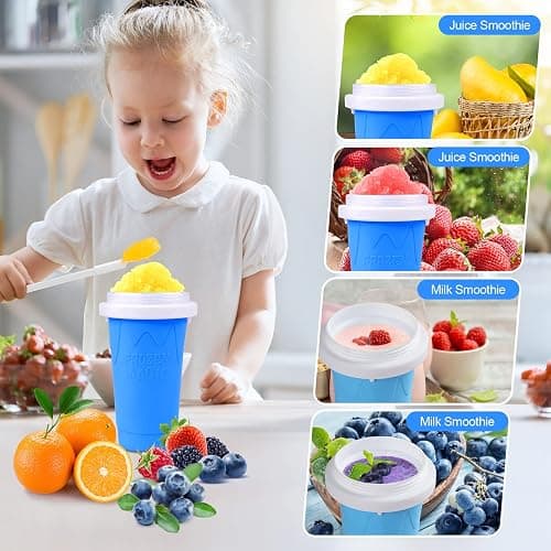 susimond Premium Slushy Maker Cup, Durable Slushie Maker Cup for Christmas with Cup Brush Straw and Spoon, Portable Quick Frozen Smoothies Squeeze CoolingCup for Milk Drinks and Juices thumbnail 5