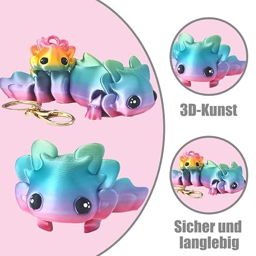 2Pcs 3D Printed Axolotl, 3D Animals, 3D Printed Fox, 3D Animals, 3D Printed Animals The Cotton Candy Fox 3D Printed Fidget Fantasy Creatur 3D Printed Fidget Toys Animals thumbnail 4