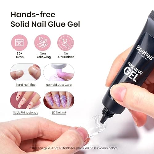 Beetles Gel Nail Kit Short Square with Nail Dehydrator and Primer, 576Pcs Half Matte Etch-X Gel Nail Tips Solid Nail Glue Mini Nail Lamp Acrylic Nail Tips Easy DIY Nail Extension Set Gift for Women thumbnail 5