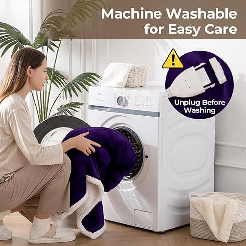 Kozyus Wearable Heated Blanket with Foot Pocket & Sleeves, Electric Blanket Heated Robe for Women & Men, 5 Heat Settings, 3H Auto-Off, Machine Washable, ETL Certified, Gift-Ready, 50x70 inches, Purple thumbnail 8