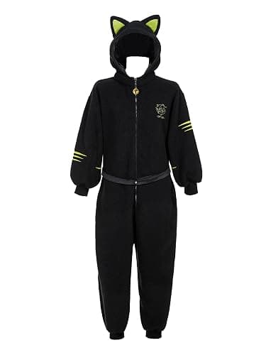 Micotaku Miraculous Unisex Cat Noir Onesie Pajama Set Officially Licensed Cospaly Costume Onesie Paw Gloves Eye Mask Belt - Image 1