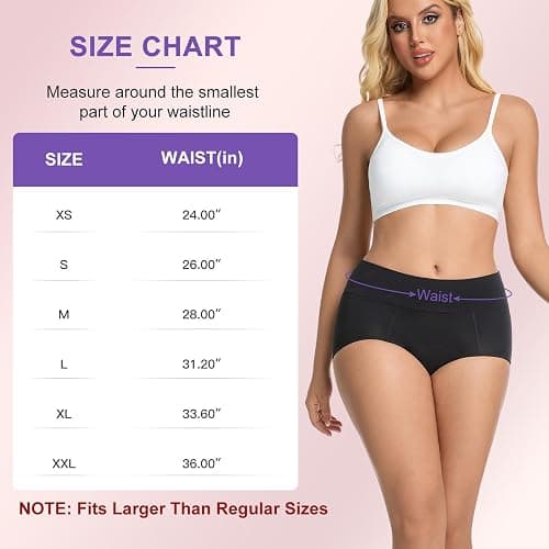 Chicloop Period Underwear for Women Heavy Flow, Extra High Waist Strong Absorbency Leakproof Postpartum Menstrual Panty Brief thumbnail 6