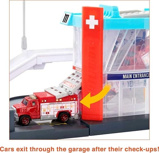 Matchbox Cars Playset, Action Drivers Helicopter Rescue & 1:64 Scale Toy Ambulance & Helicopter, Connects to Other Sets thumbnail 4