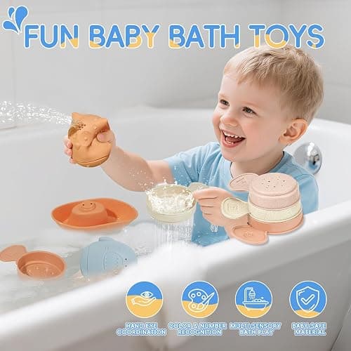 Baby Bath Toys 16 Pack Easy-Clean & Squeezable Silicone Bath Toys for Babies 6-12 Months Mold Free Bath Toys Toddlers 2-4 Bathtub Water Pool Toys thumbnail 2