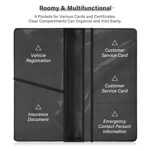 xigua Cow Print Car Registration and Insurance Holder,Leather Registration and Insurance Card Holder Vehicle Glove Box Organizer for Documents, Driver License and Cards 1 thumbnail 5