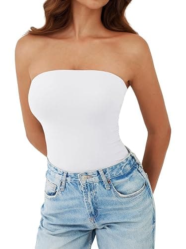 GKBK Womens Strapless Crop Top with Built in Bra and Tube Tank Top Cute Y2K Summer Fashion thumbnail 3
