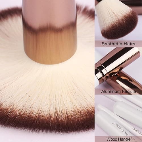 Real Perfection Makeup Brush Set 16 Pcs with 1 Eyebrow Razor Premium Synthetic Foundation Powder Concealers Eyeshadow Blush Makeup Brushes Make up Brushes Kit (White) thumbnail 9