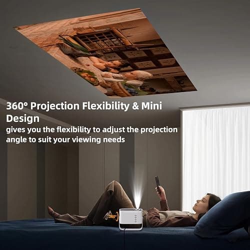 Projector 1080P-Electric Focus & Auto Keystone, Mini Projector- with Two-Way Bluetooth &WiFi 6, Portable Projecteur with 550ANSI/360°Adjustable Stand, Perfect for Travel, Entertainment,Video Games thumbnail 2