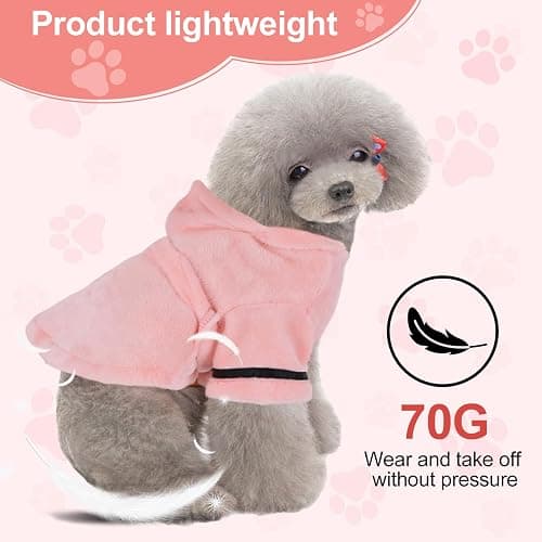 Bathrobe for Teacup Dogs, Dog Bath Robe, Dog Towel Robe, Hooded Dogs Bathrobe Towel Quick Drying and Super Absorbent Bath Towel with Belt(Pink) thumbnail 4