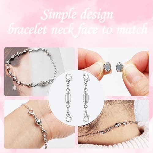 Magnetic Necklace Clasps and Closures,925 Silver Magnetic Clasp Converter, Jewelry Making Supplies, Chain Extender Connector (2golden+2silvery) thumbnail 6