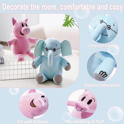 NUWDYSNN Elephant and Piggie Picture Book Plush Toy Fill Plush Toys Set of 2 (Elephant 13in, Piggy11.8in thumbnail 6