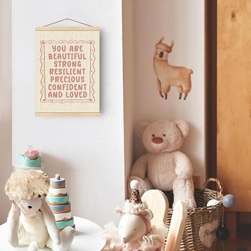 Boat Wades Pink Girl Room Motivational Wall Art Poster Hanger Frame, You Are Beautiful Strong Inspirational Quotes Wall Decor for Girls Bedroom Dorm Apartment Home, 12x16 Inch thumbnail 3
