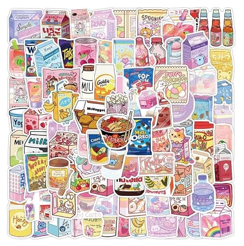 100pcs Cute Snack, Food, and Drink Stickers Set - Kawaii Small Stickers for Teens, Boys, Girls, and Adults - Image 1
