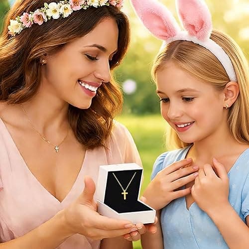Cross Necklace for Girls Kids Jewelry Christian Baptism Faith Gifts | Teen Girl Gifts Trendy Stuff, 6-18 Year Old Girl Birthday Gifts, Dainty Tiny Cross Necklaces Non Tarnish thumbnail 3