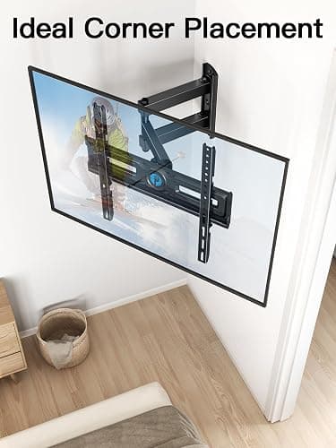 Pipishell Full Motion TV Wall Mount for Most 26-60 inch Flat & Curved TVs up to 77 lbs, Adjustable Bracket Height, Corner TV Mount with Single Articulating Arm, Max VESA 400x400mm, PIMF9 thumbnail 5