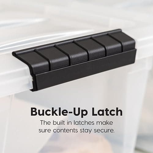 IRIS USA 72 Qt Stackable Plastic Storage Bins with Lids, 6 Pack - BPA-Free, Made in USA - See-Through Organizing Solution, Latches, Durable Nestable Containers, Secure Pull Handle - Clear thumbnail 6