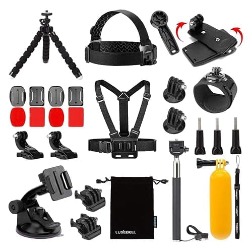 Luxebell Accessories Kit for AKASO EK5000 EK7000 4K WiFi Action Camera GoPro Hero 12 11 10 9 8 7 6 5/Session 5/Hero 4/3+/3/2/1 Max Fusion SJ4000 SJ5000 (14-in-1) - Image 1