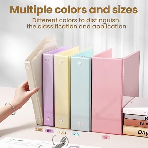 SUNEE 3 Ring Binder 1 Inch 1 Pack, Clear View Binder Three Ring PVC-Free (Fit 8.5x11 Inches) for School or Office Supplies, Gray-Brown thumbnail 6