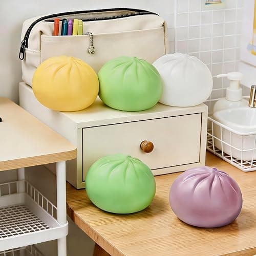 Dumpling Squishy,Dumplings Stress Balls Fidget Sensory Toy,Dumplings Stress Fidget Sensory Balls with Food Steamer,Easter Gift,Birthday Gift (White + Green) thumbnail 6