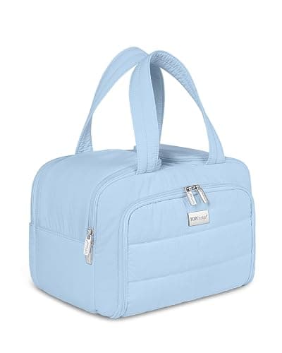 TOPDesign Travel Toiletry Bag for Women, Puffer Large Toiletry Bag, Lightweight Cosmetic Makeup Organizer with Handle for Traveling, Accessories, Essentials, Toiletries (Ocean Blue) - Image 1