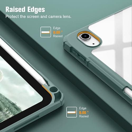 Fintie Hybrid Slim Case for iPad (A16) 11th Generation 11 Inch (2025), iPad 10th Generation 10.9 Inch (2022) - Shockproof Cover with Clear Transparent Back Shell & Pencil Holder, Midnight Green thumbnail 8