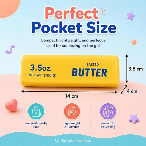 Butter Squishy, Soft Rising Squeeze Toys, Butter Stick Squishy Fidget Toys and Stress Balls Squishies for Office Desk Toys, Party Favors & Birthday Gifts. thumbnail 2