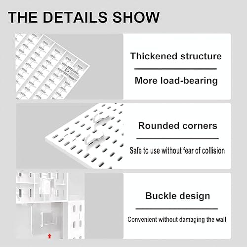 Hellpnoom Pegboard Combination Kit, Modular White Wall Organizer | 4 Pegboards & Accessories, Gaming Office Wall Storage, Crafts Displays thumbnail 5