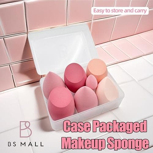 Makeup Sponge Set BS-MALL Blender Sponges 7 Pcs for Liquid, Cream, and Powder, Multi-colored with 1 Mini Makeup Sponge Pink (A-Pink） - A-Pink thumbnail 5