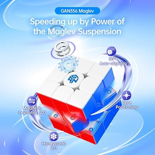 GAN 356 Maglev 3x3 Magnetic Speed Cube Stickerless Gans 356M Magic Cubes, Magnetic Levitation Cube, 30°+ Auto-Aligning, 76 Magnets, Numerical Tuning Setting, Frosted Version thumbnail 2